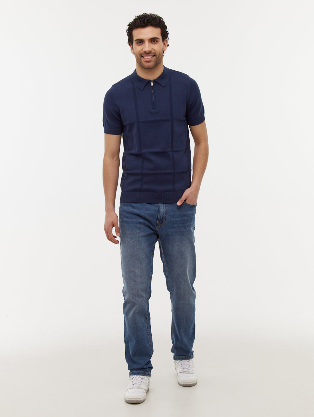 Navaro polo à motif quadrillé