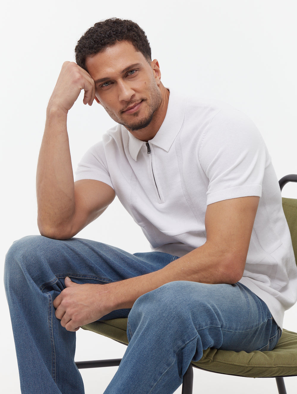 Navaro polo à motif quadrillé