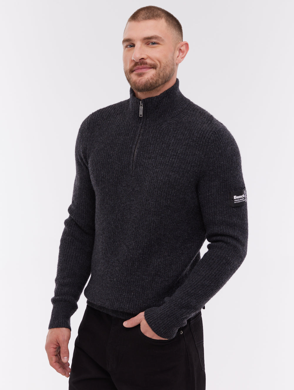 Yanta chandail demi-zip à col montant - Gris