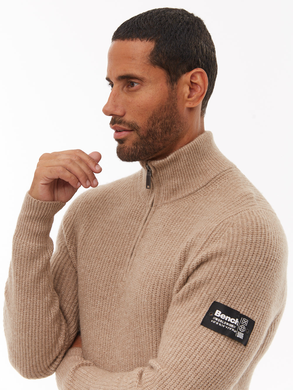 Yanta chandail demi-zip à col montant - Beige
