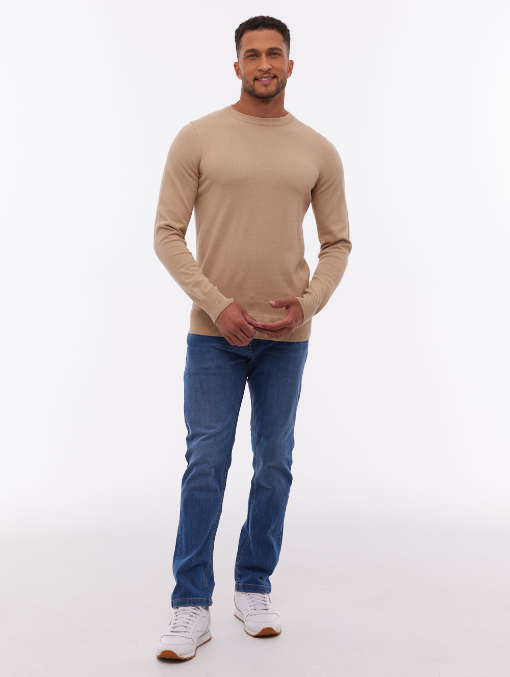 Vietro Beige ST036 Knit Crews Fine Gauge Shot 2
