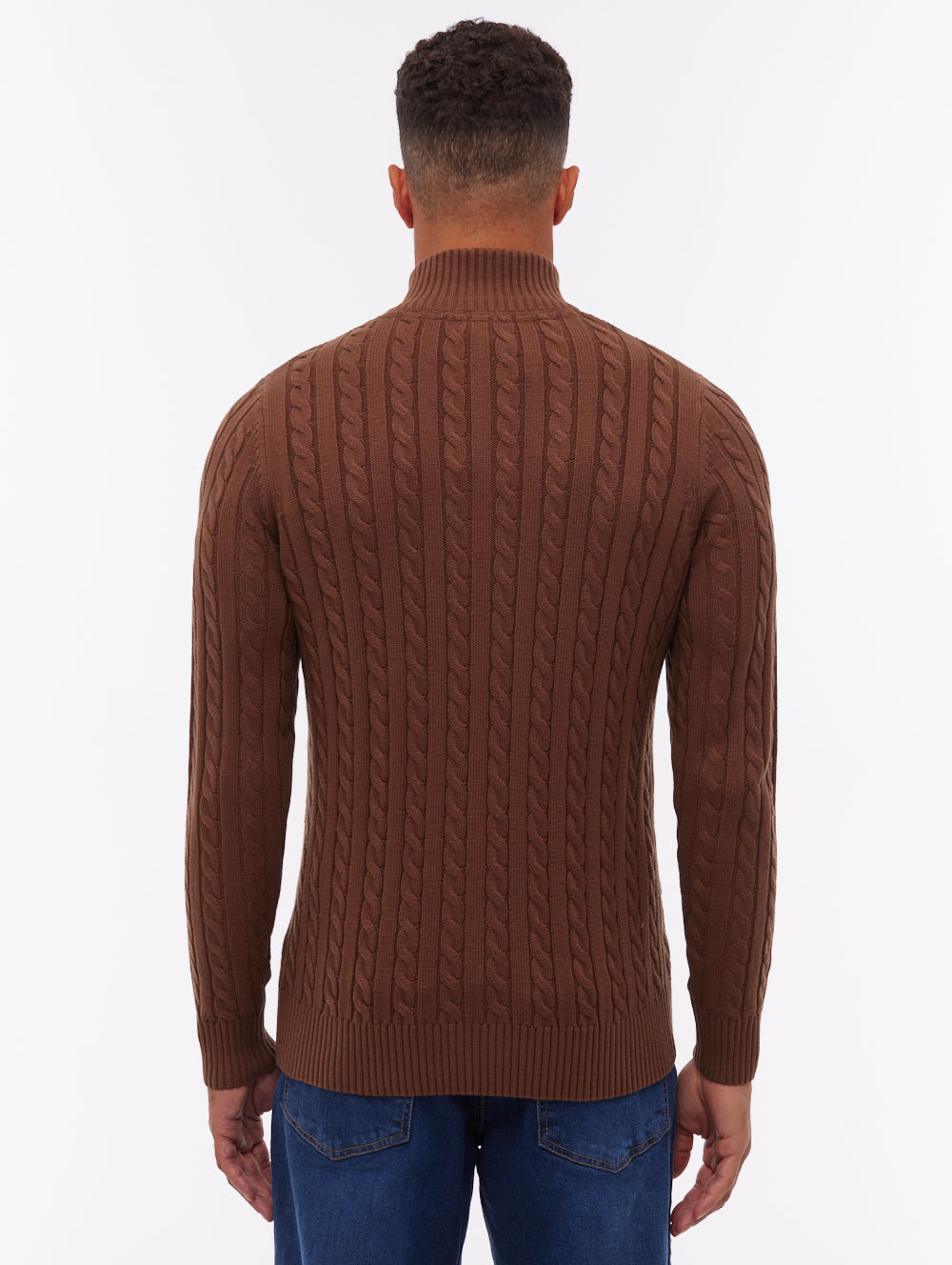 Rasola Brown BR071 Knit 1/4 Zips Cable 7 Gauge Shot 3