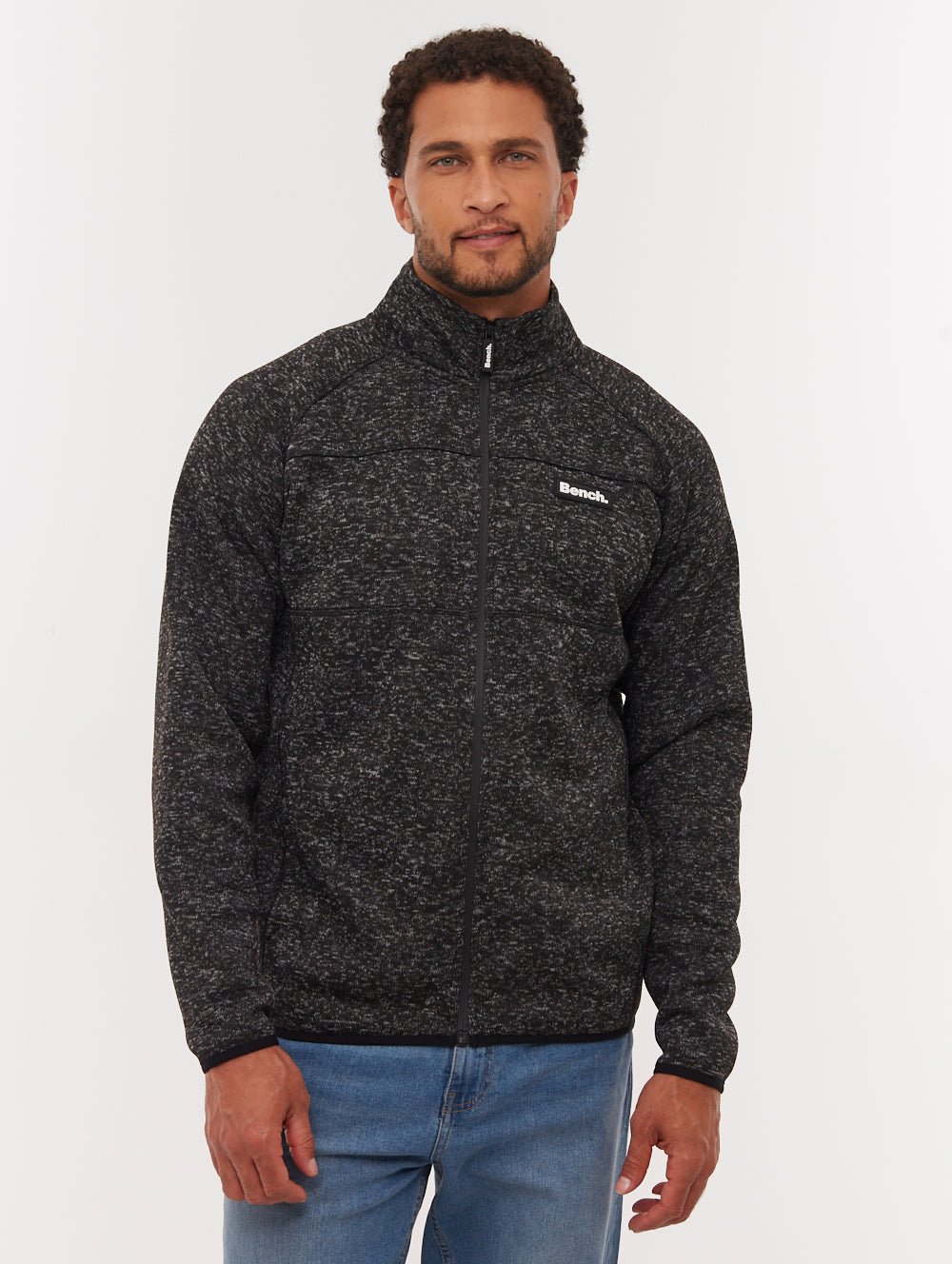 Middeo chandail zippé en molleton à col montant - Noir