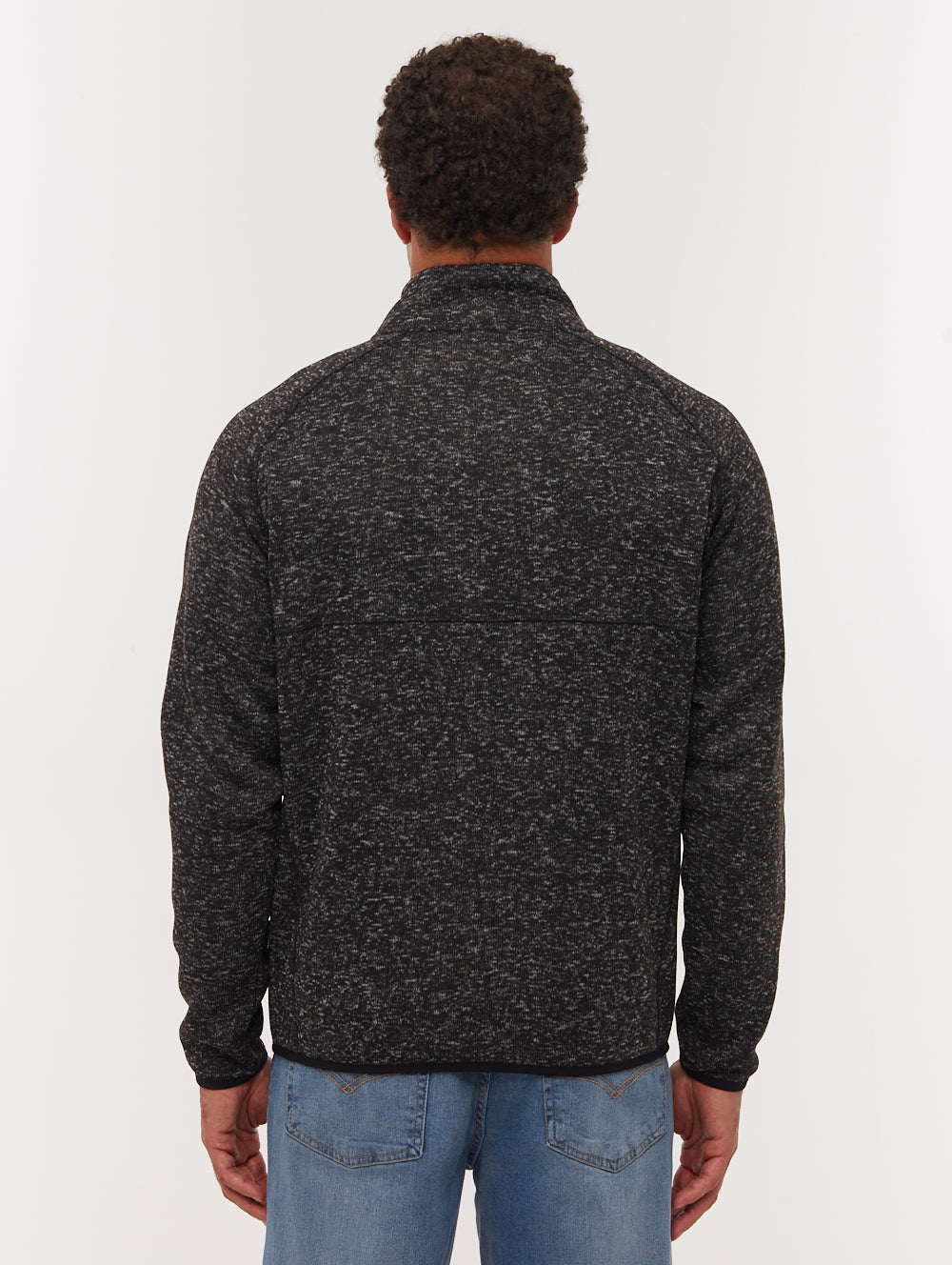 Middeo chandail zippé en molleton à col montant - Noir