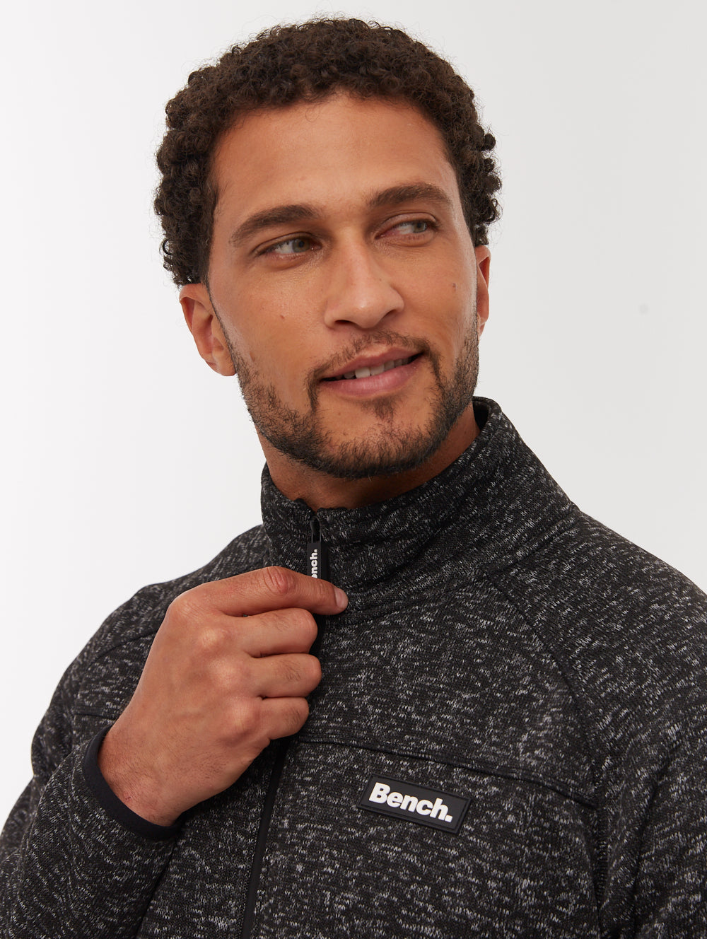 Middeo chandail zippé en molleton à col montant - Noir