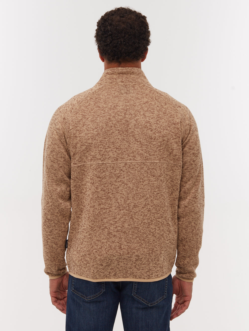 Middeo chandail zippé en molleton à col montant - Beige