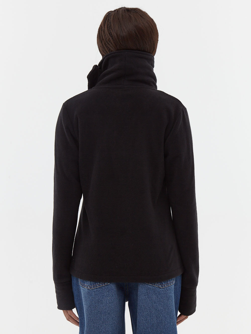 Funnel chandail zippé en micropolaire à col croisé