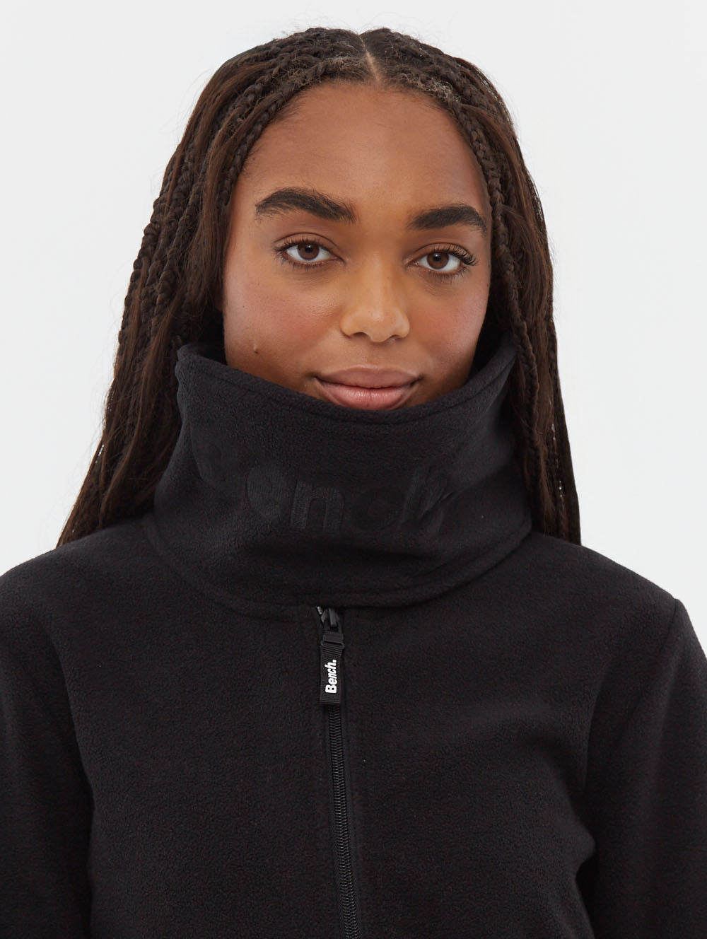 Funnel chandail zippé en micropolaire à col croisé