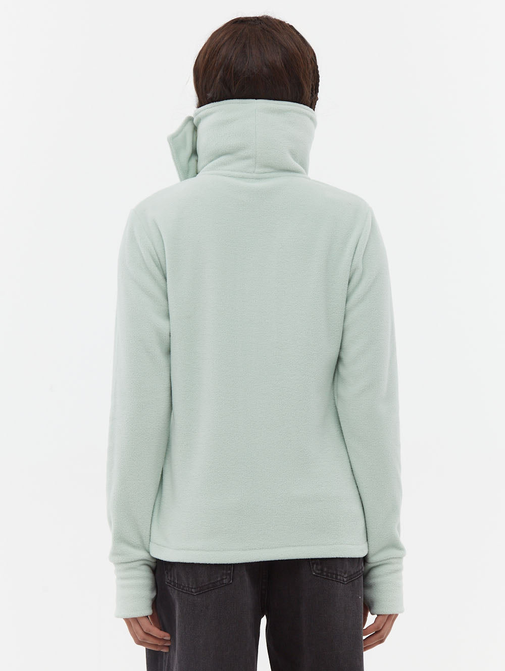 Funnel chandail zippé en micropolaire à col croisé