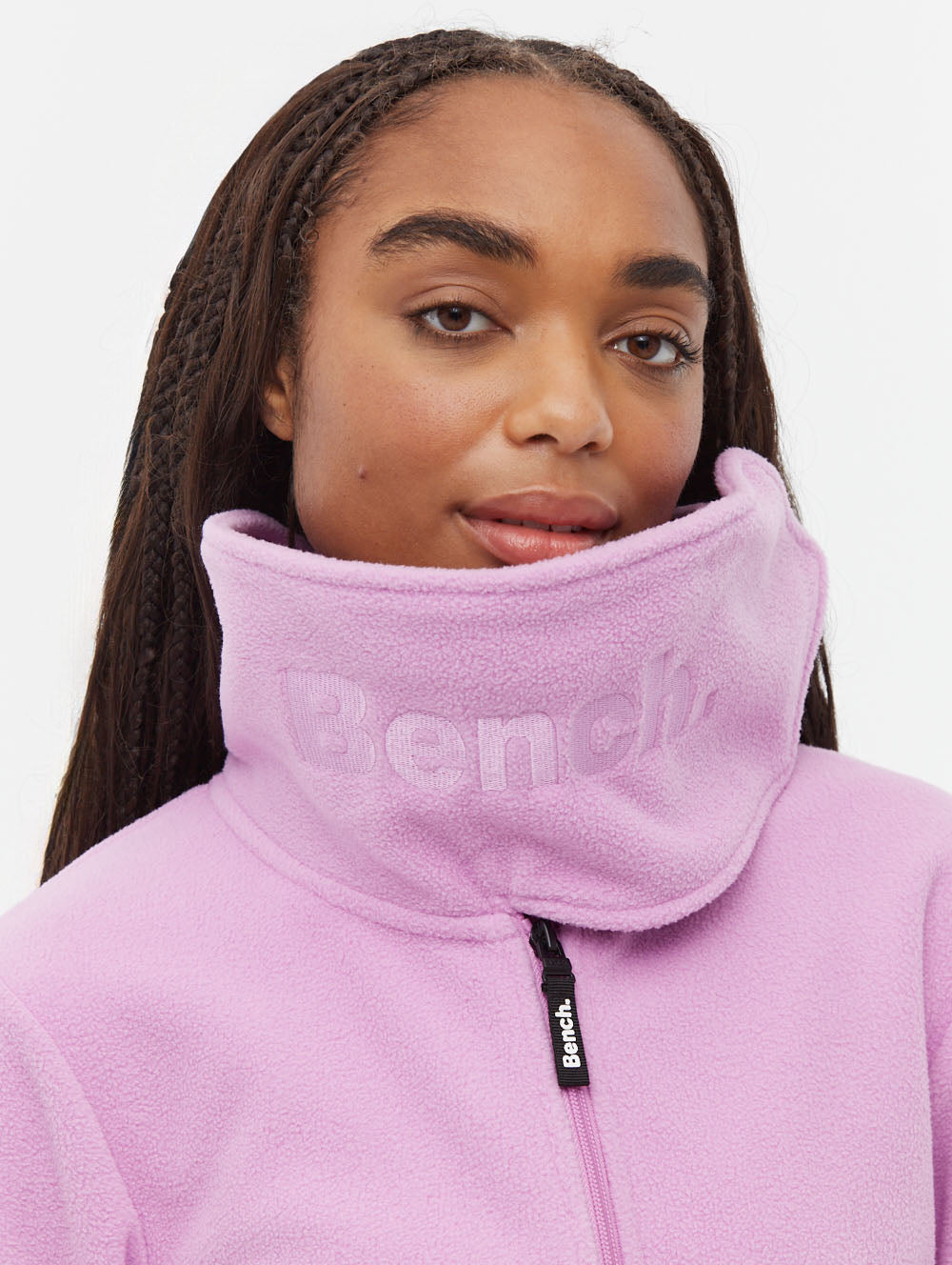 Funnel chandail zippé en micropolaire à col croisé