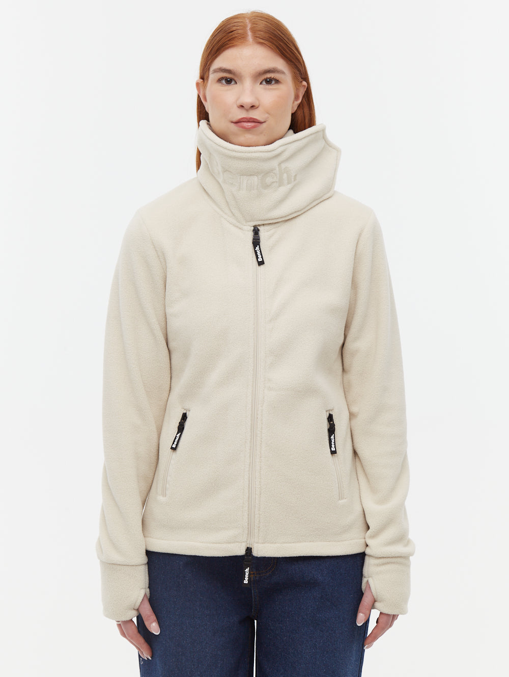 Funnel chandail zippé en micropolaire à col croisé