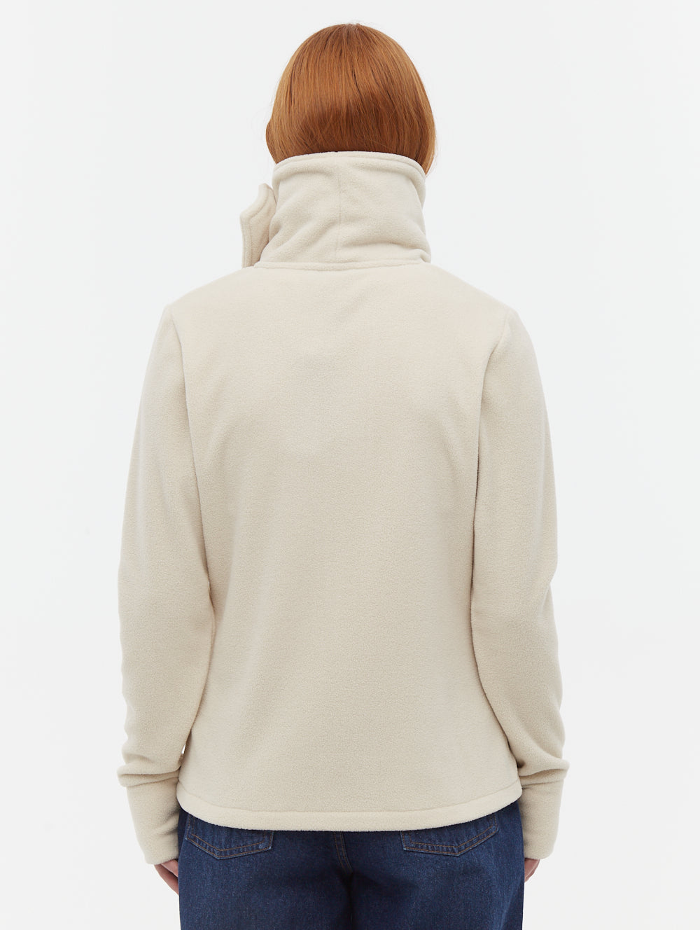 Funnel chandail zippé en micropolaire à col croisé