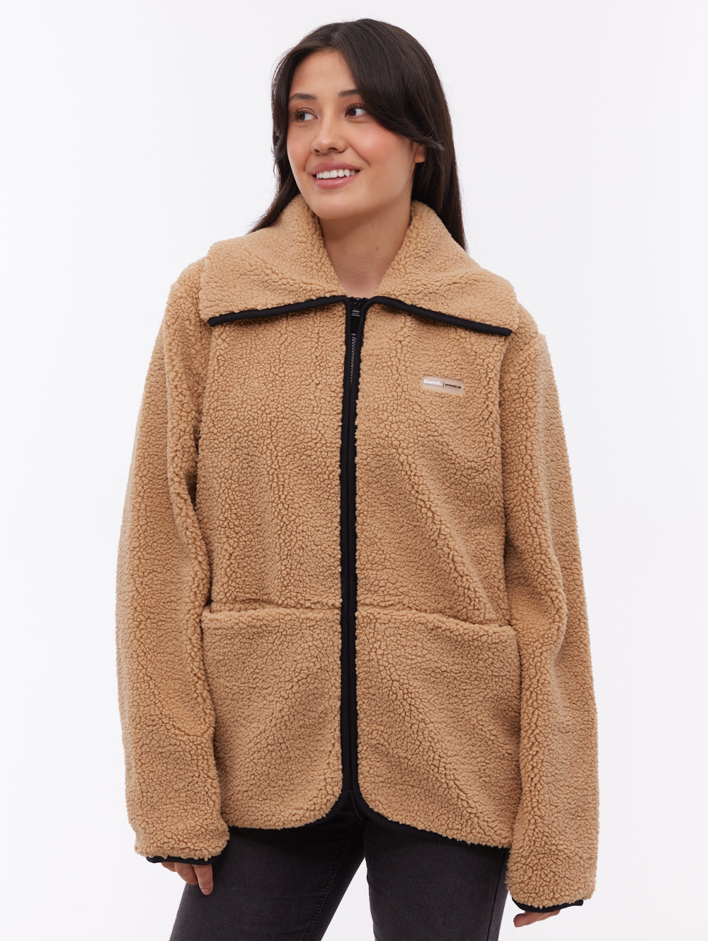 Riah chandail zippé à col croisé - Beige