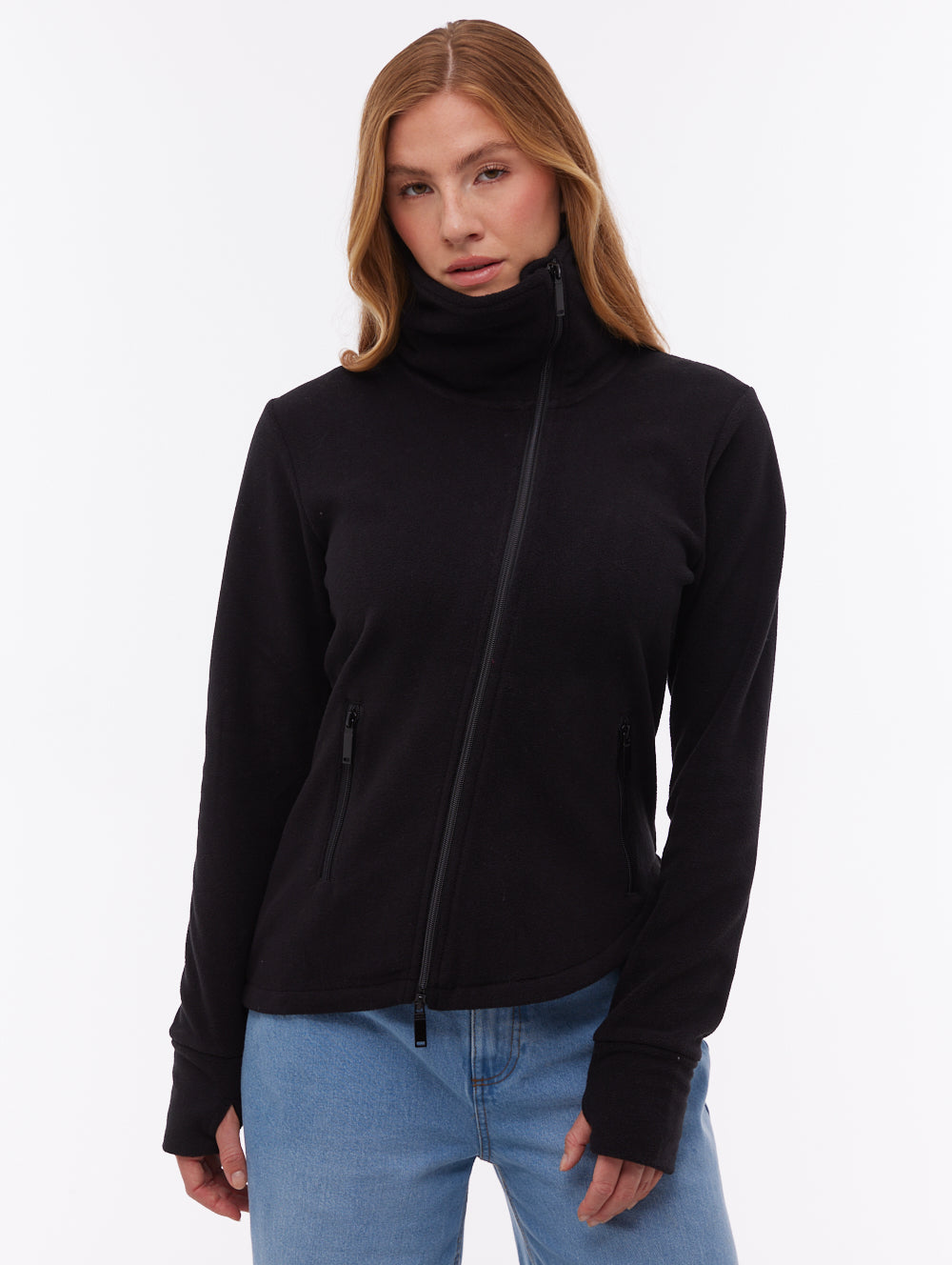 Symmy chandail demi-zip asymétrique à col montant - Noir