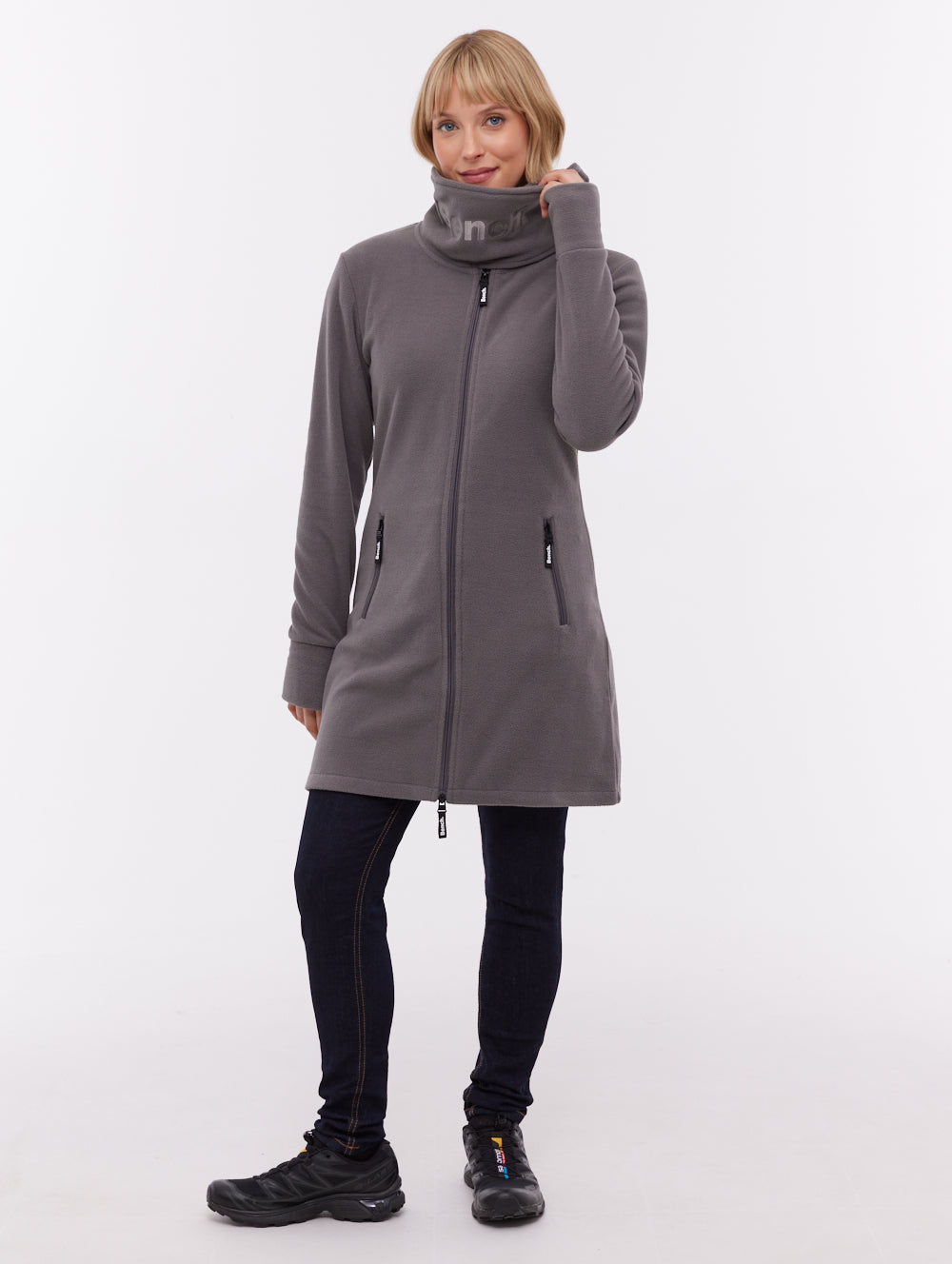 Bridgit maxi chandail zippé à col croisé - Gris