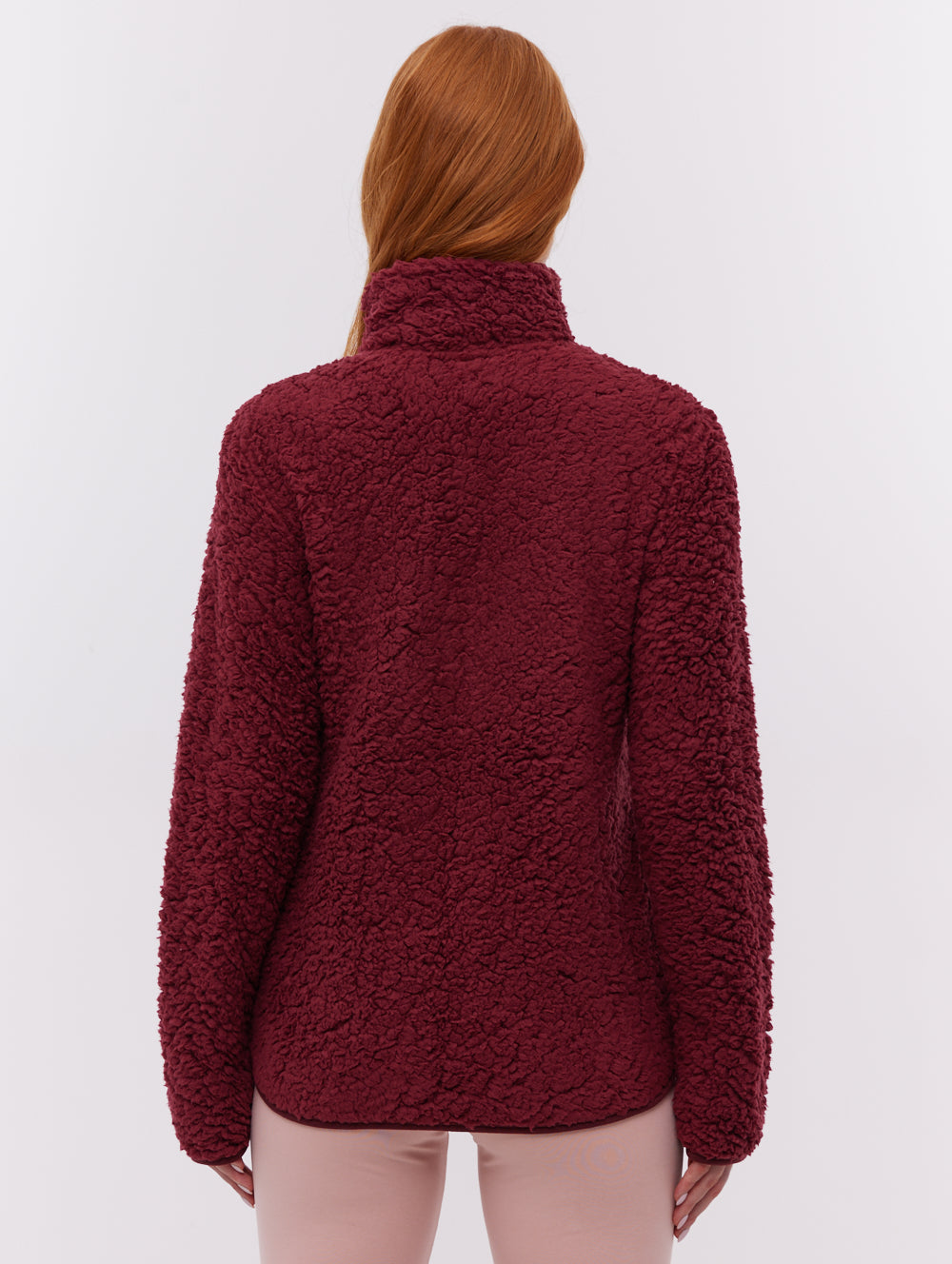 Klea chandail zippé en molleton à col montant - Rouge