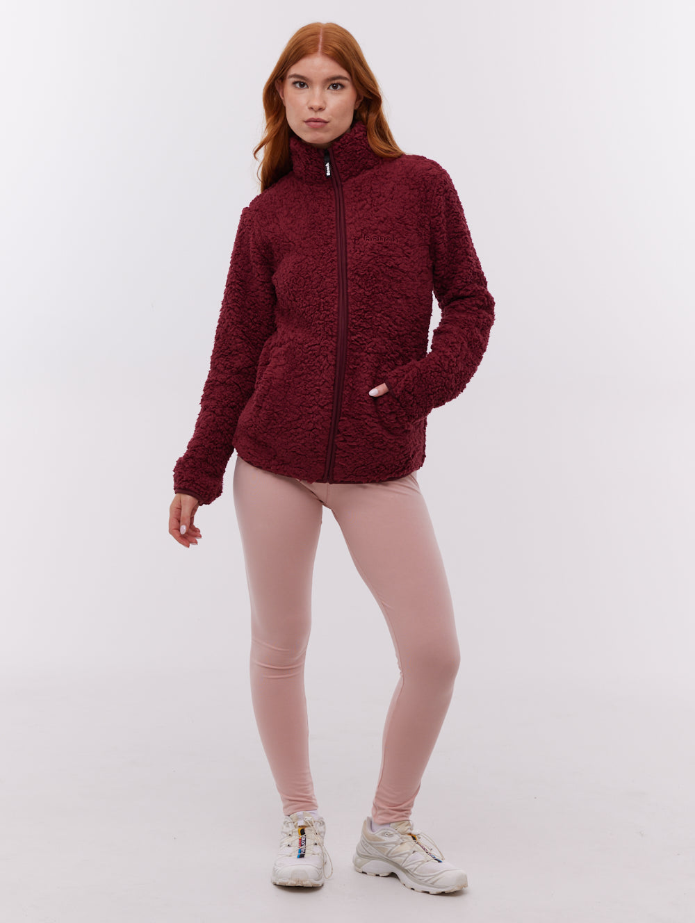 Klea chandail zippé en molleton à col montant - Rouge