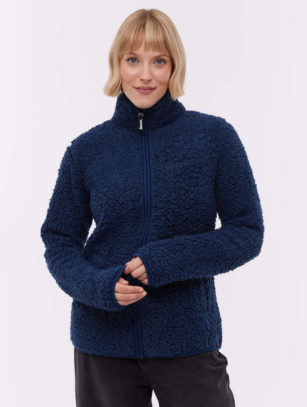 Klea chandail zippé en molleton à col montant - Bleu