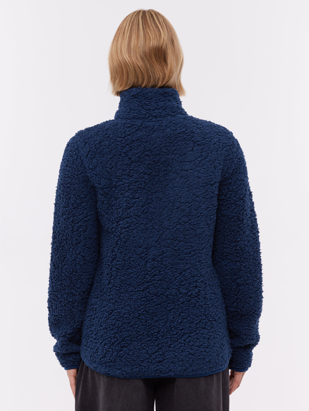 Klea chandail zippé en molleton à col montant - Bleu