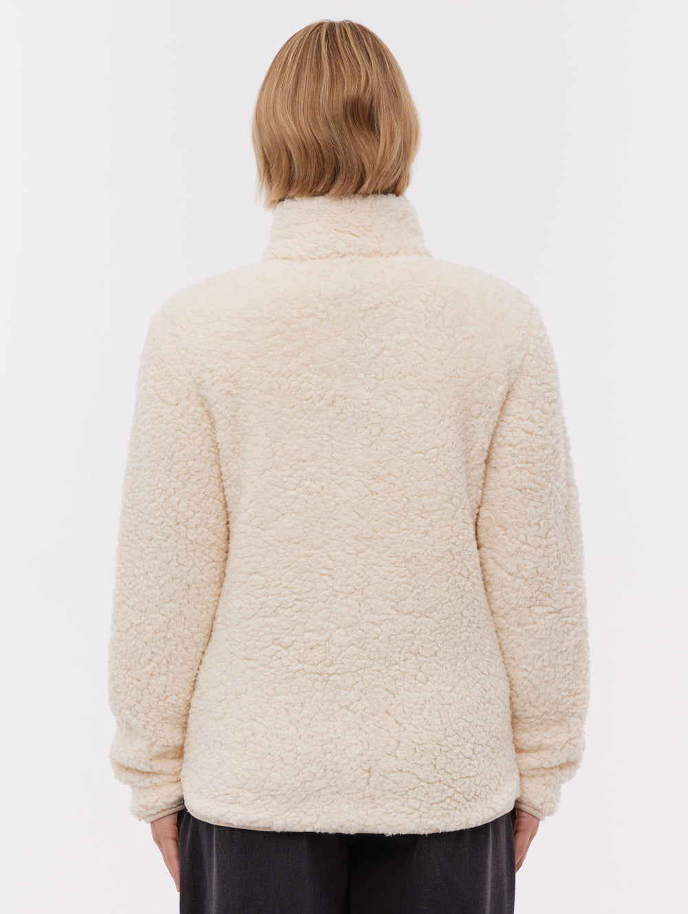 Klea chandail zippé en molleton à col montant - Blanc