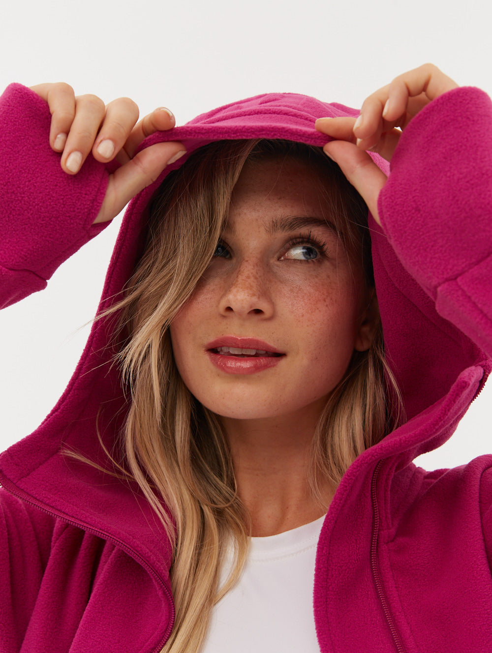 Ninja Pink Funnel Zips Microfleece w/Hood Shot 1