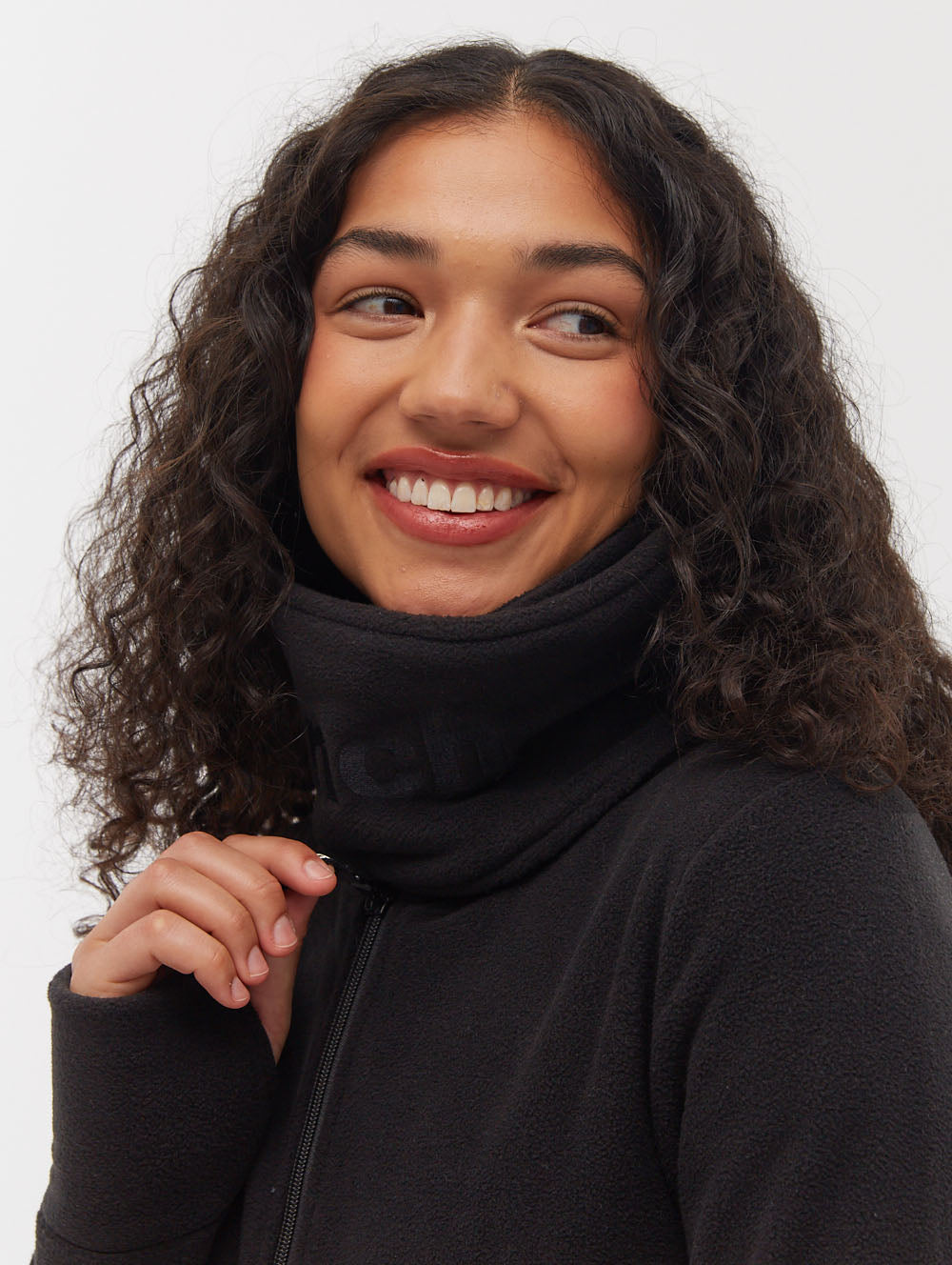 Chandail zippé en micropolaire à col croisé