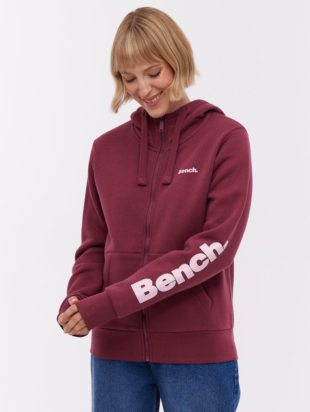 Darcine chandail à capuchon zippé avec logo manche - Rouge