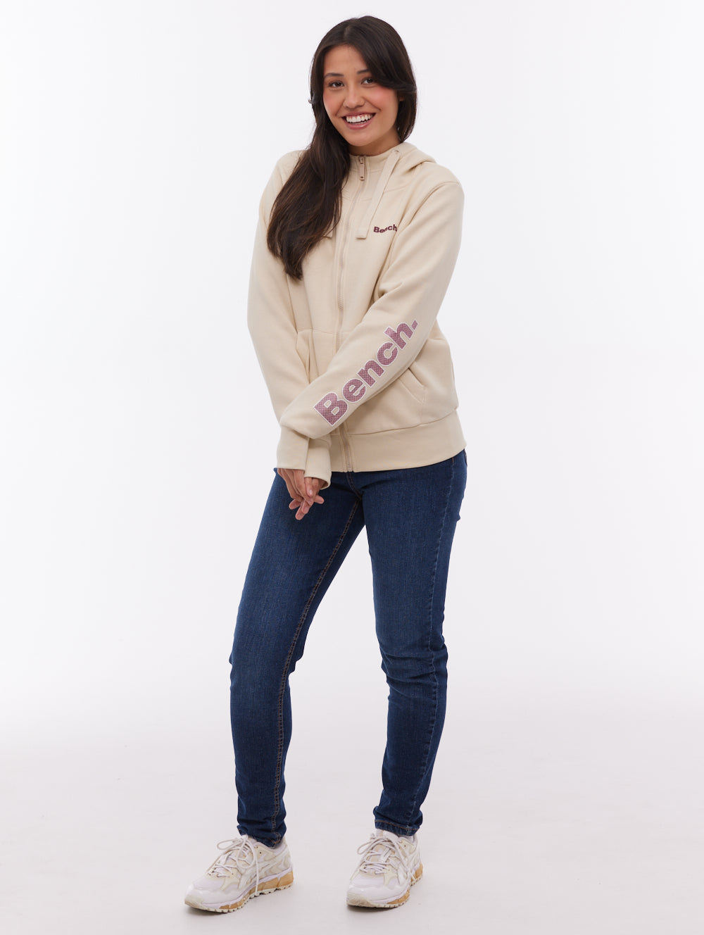 Darcine chandail à capuchon zippé avec logo manche - Blanc