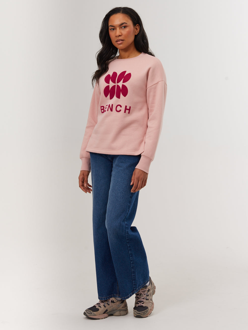Zie Pink Crews Flock Split Hem Shot 1