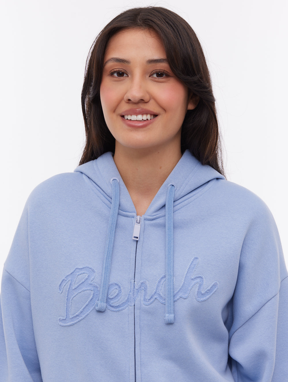 Kingra chandail oversize à capuchon zippé - Bleu