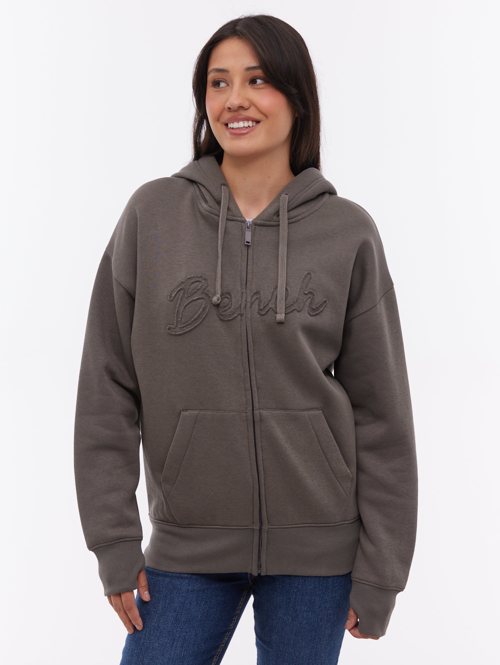 Kingra chandail oversize à capuchon zippé - Gris