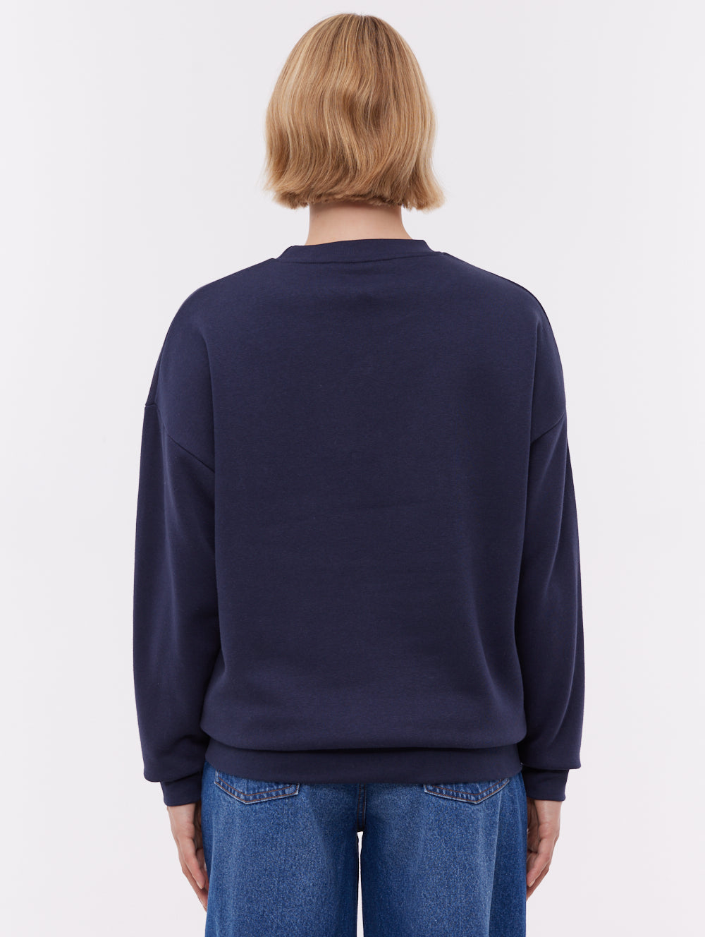 Ercie chandail à col rond style collégial - Bleu