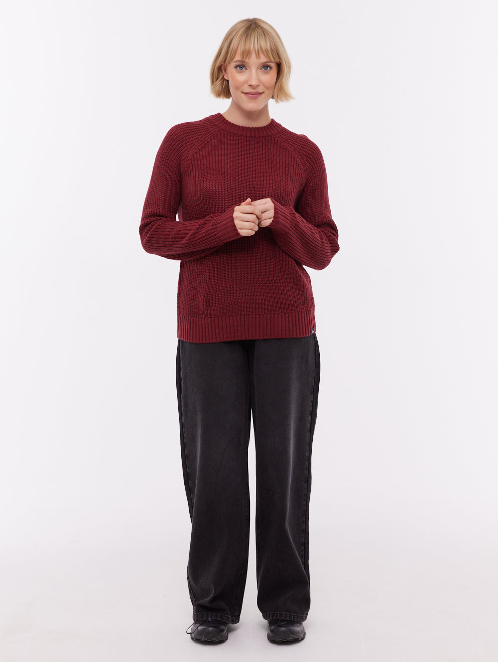 Georgiana chandail raglan à col rond - Rouge