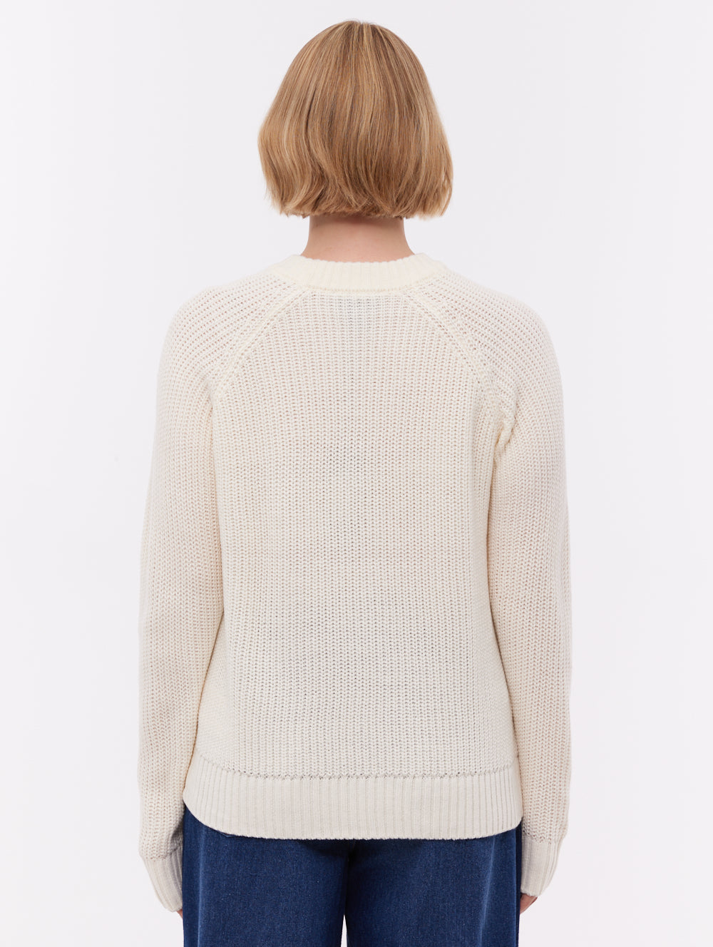 Georgiana Raglan Crew Neck Sweater - White