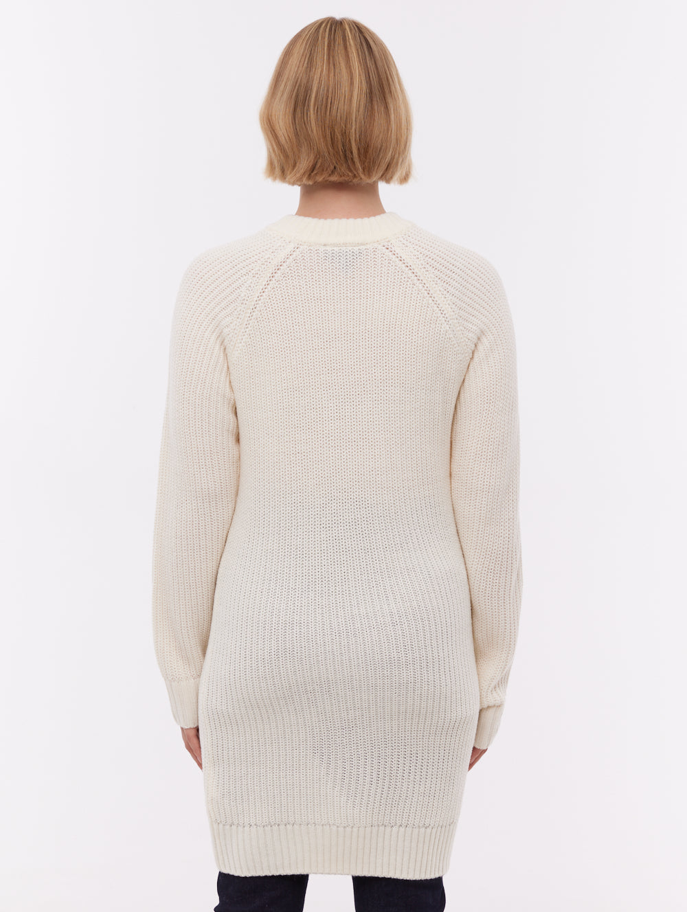 Karlie Rib Knit Sweater Dress - White