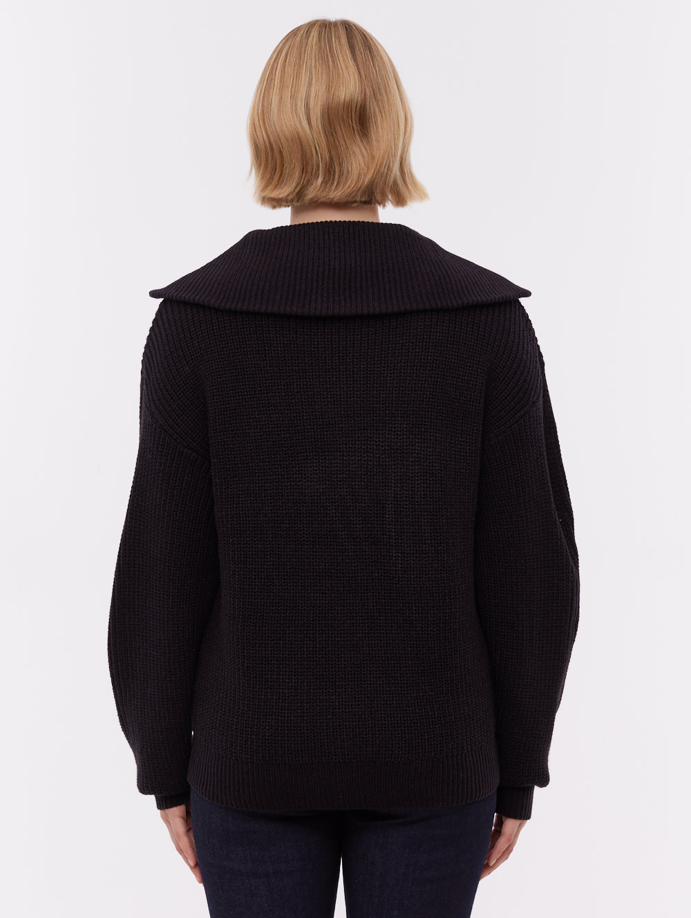 Thurynn chandail demi-zip oversize à col montant - Noir