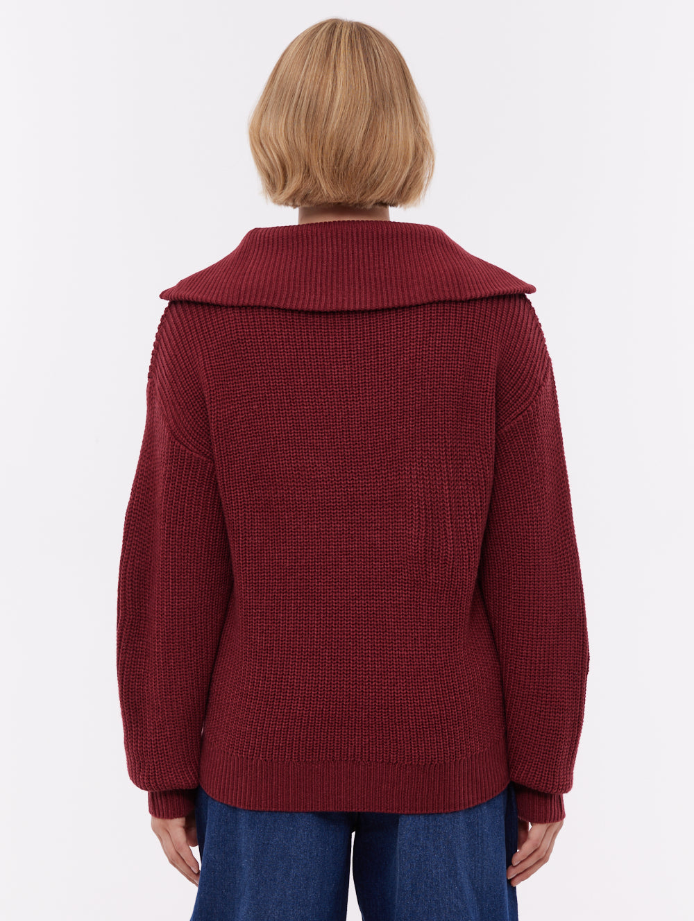 Thurynn chandail demi-zip oversize à col montant - Rouge
