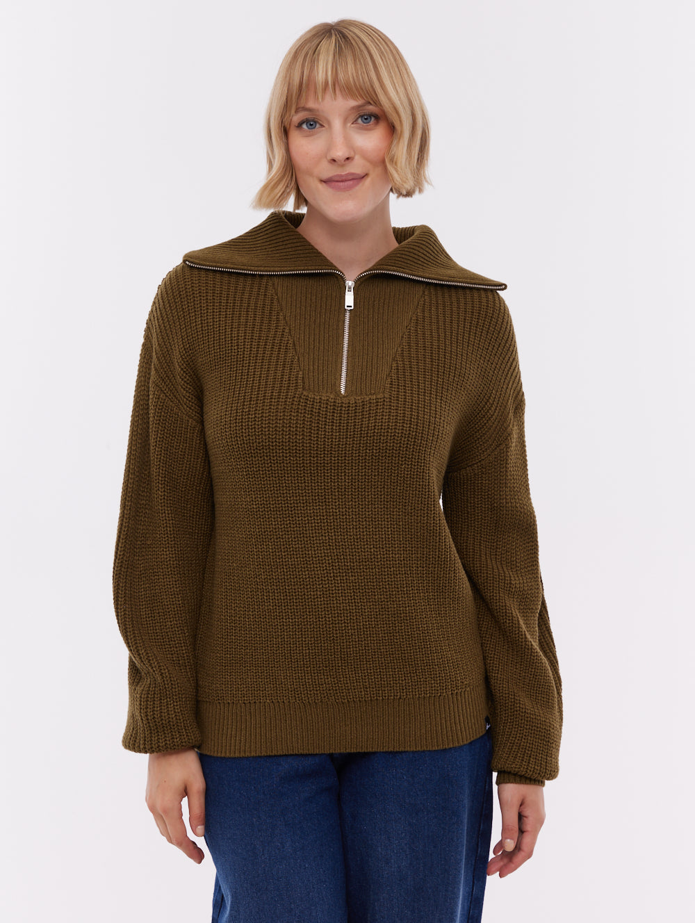 Thurynn chandail demi-zip oversize à col montant - Vert