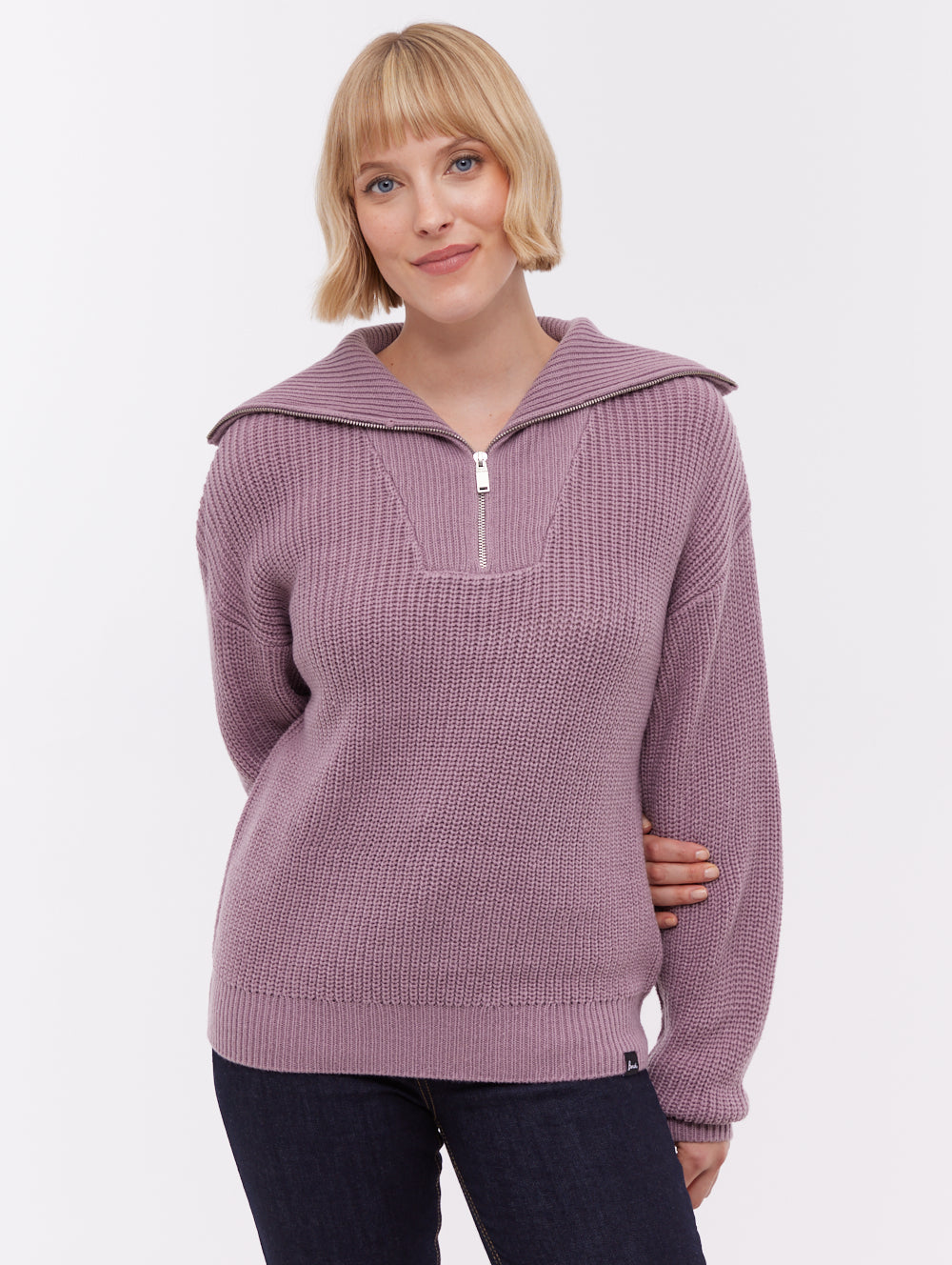 Thurynn chandail demi-zip oversize à col montant - Violet