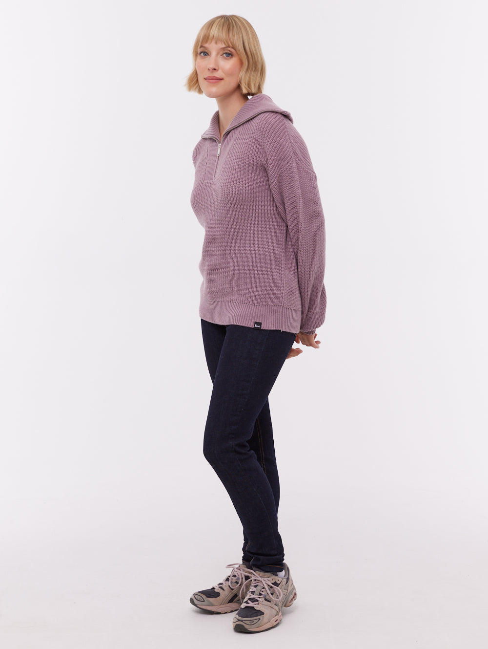 Thurynn chandail demi-zip oversize à col montant - Violet