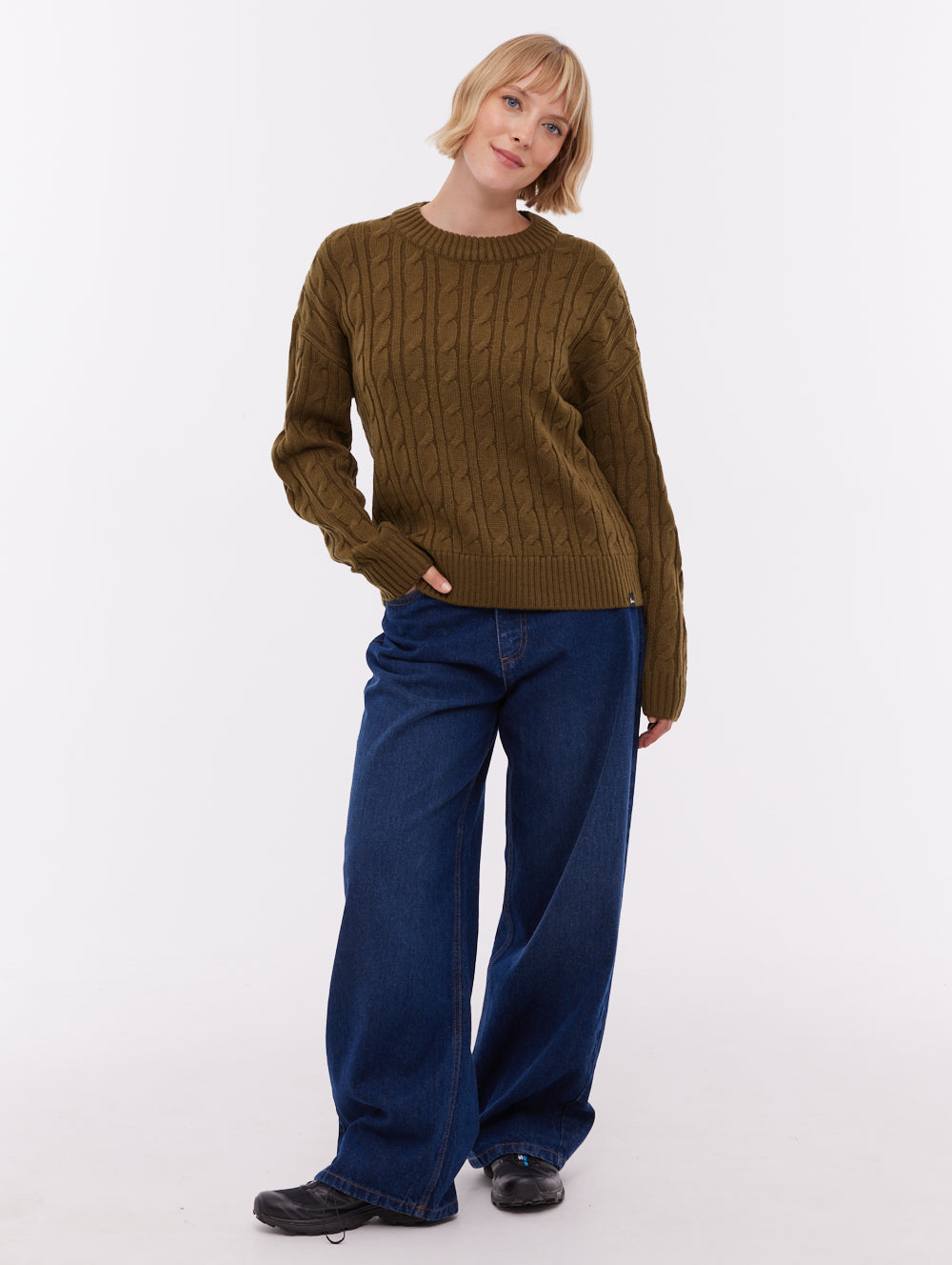 Chanice chandail en tricot torsadé - Vert