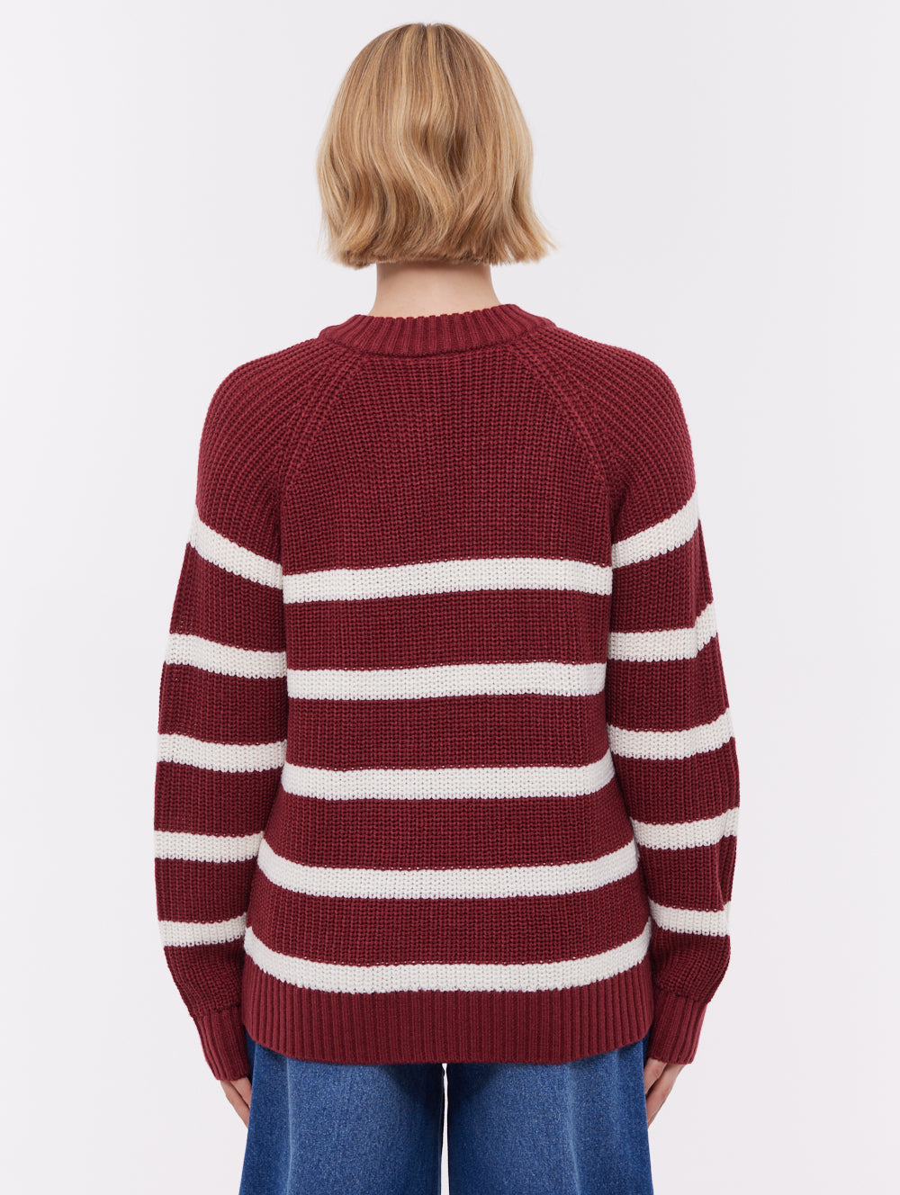 Lourine Red BU028 Knit Crews Striped Shot 3