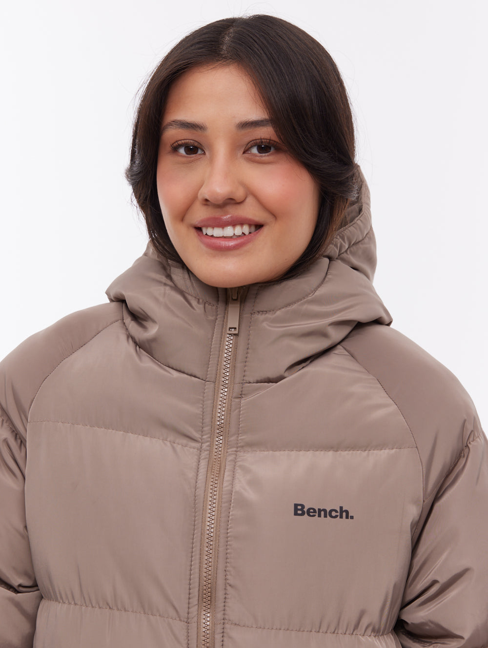 Ryelle manteau long matelassé à capuchon - Brun