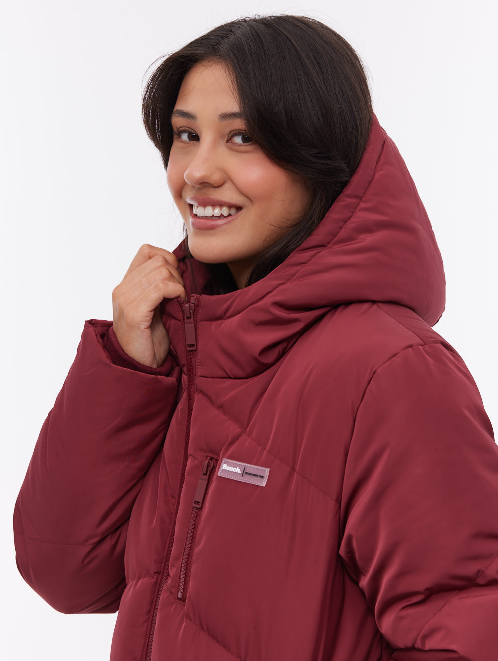 Eloraina parka matelassé maxi à chevrons - Rouge