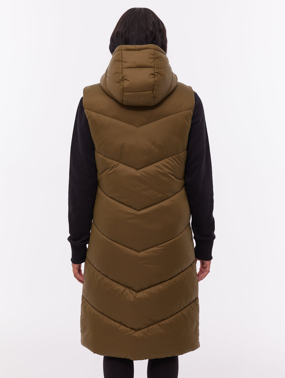 Illy Longline Chevron Puffer Vest - Green