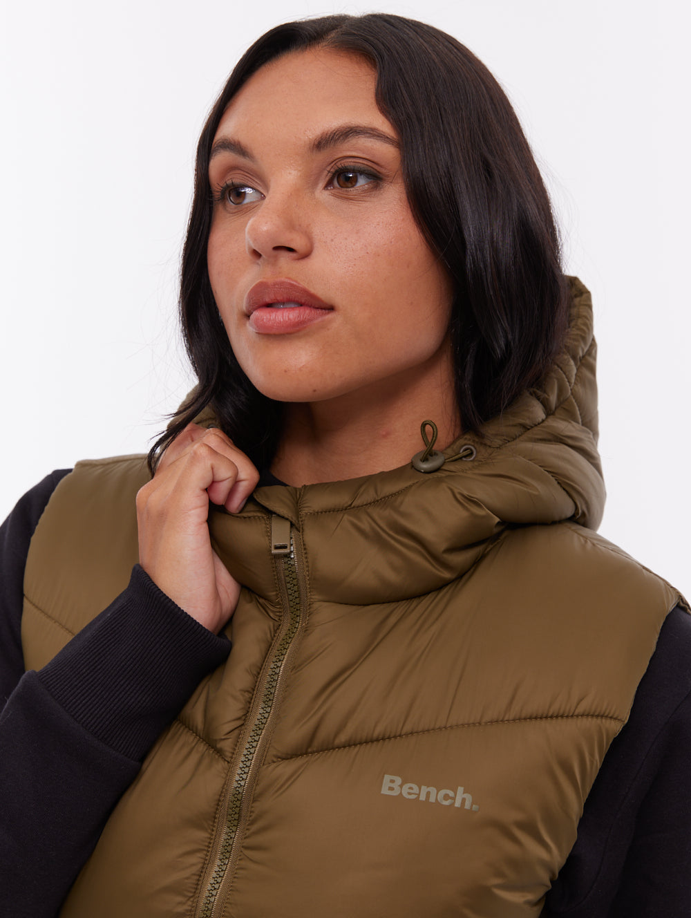 Illy Longline Chevron Puffer Vest - Green