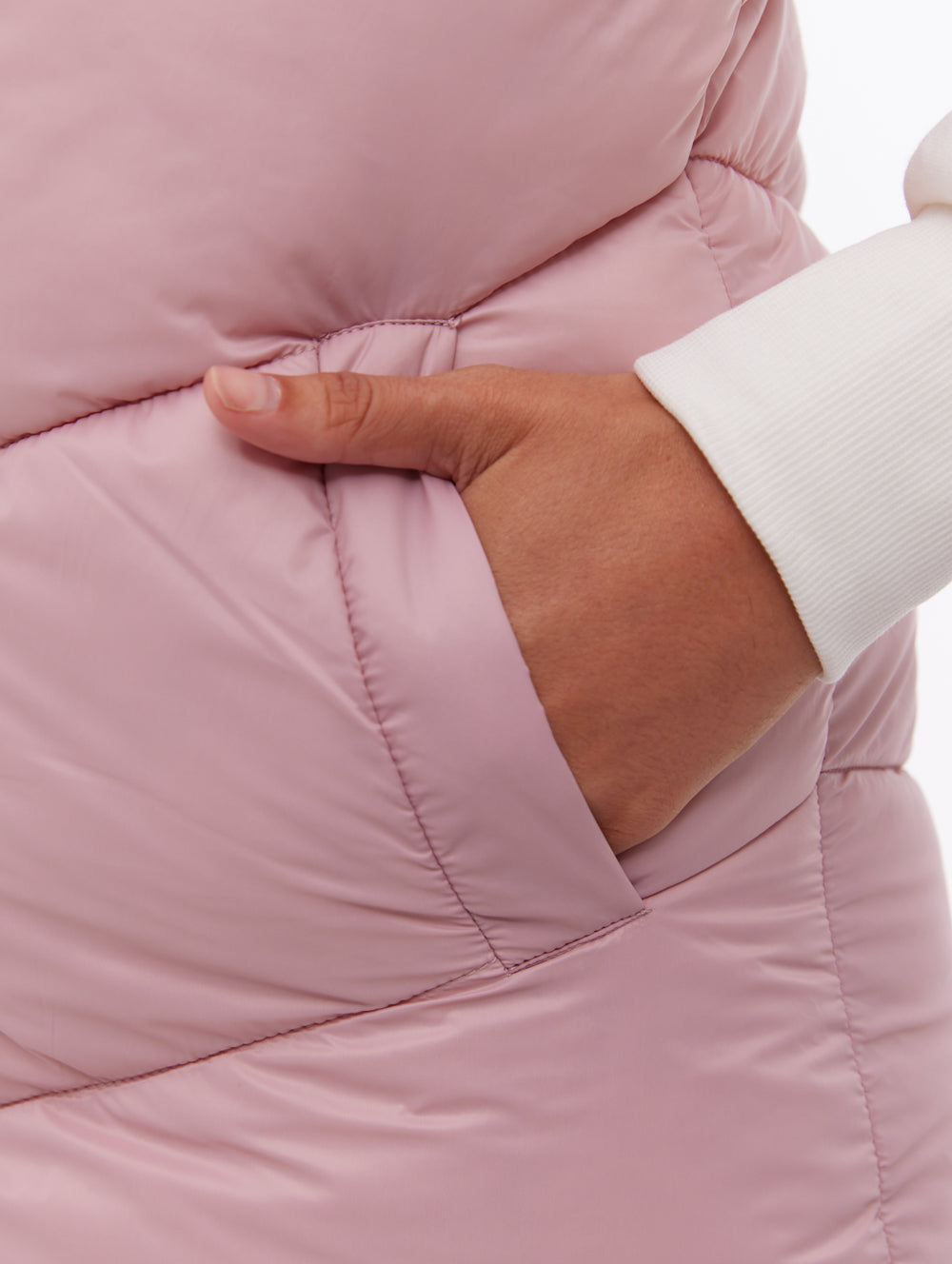 Illy Longline Chevron Puffer Vest - Pink