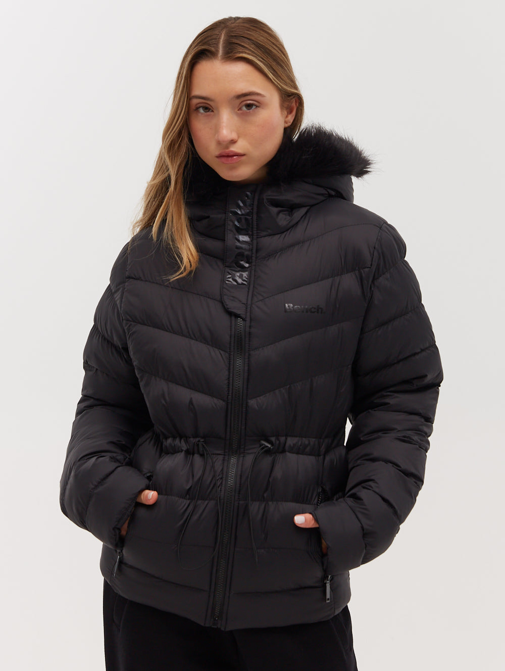 INKEN Black Outerwear Jackets With Faux Fur Hood Shot 1