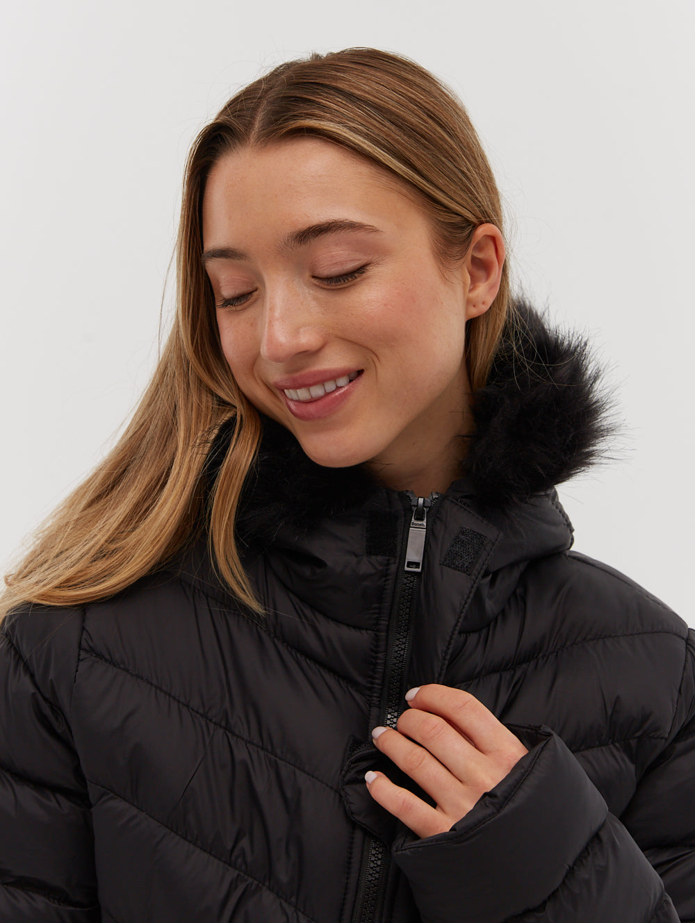INKEN Black Outerwear Jackets With Faux Fur Hood Shot 1