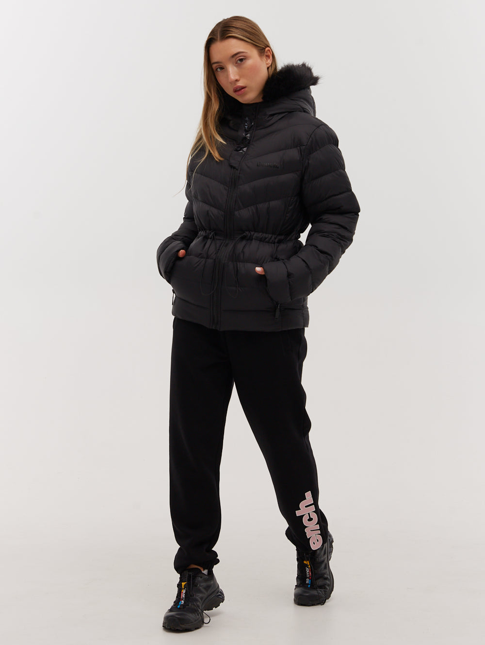 INKEN Black Outerwear Jackets With Faux Fur Hood Shot 7